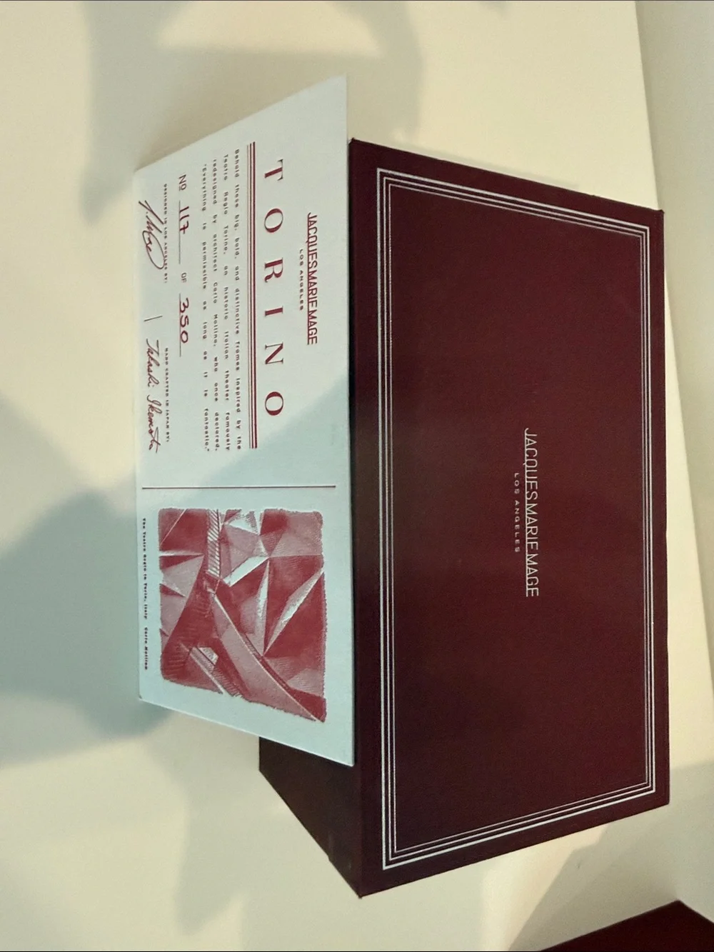Jacques Marie Mage Torino Sunglasses Box + Authenticity Card No. 117/350